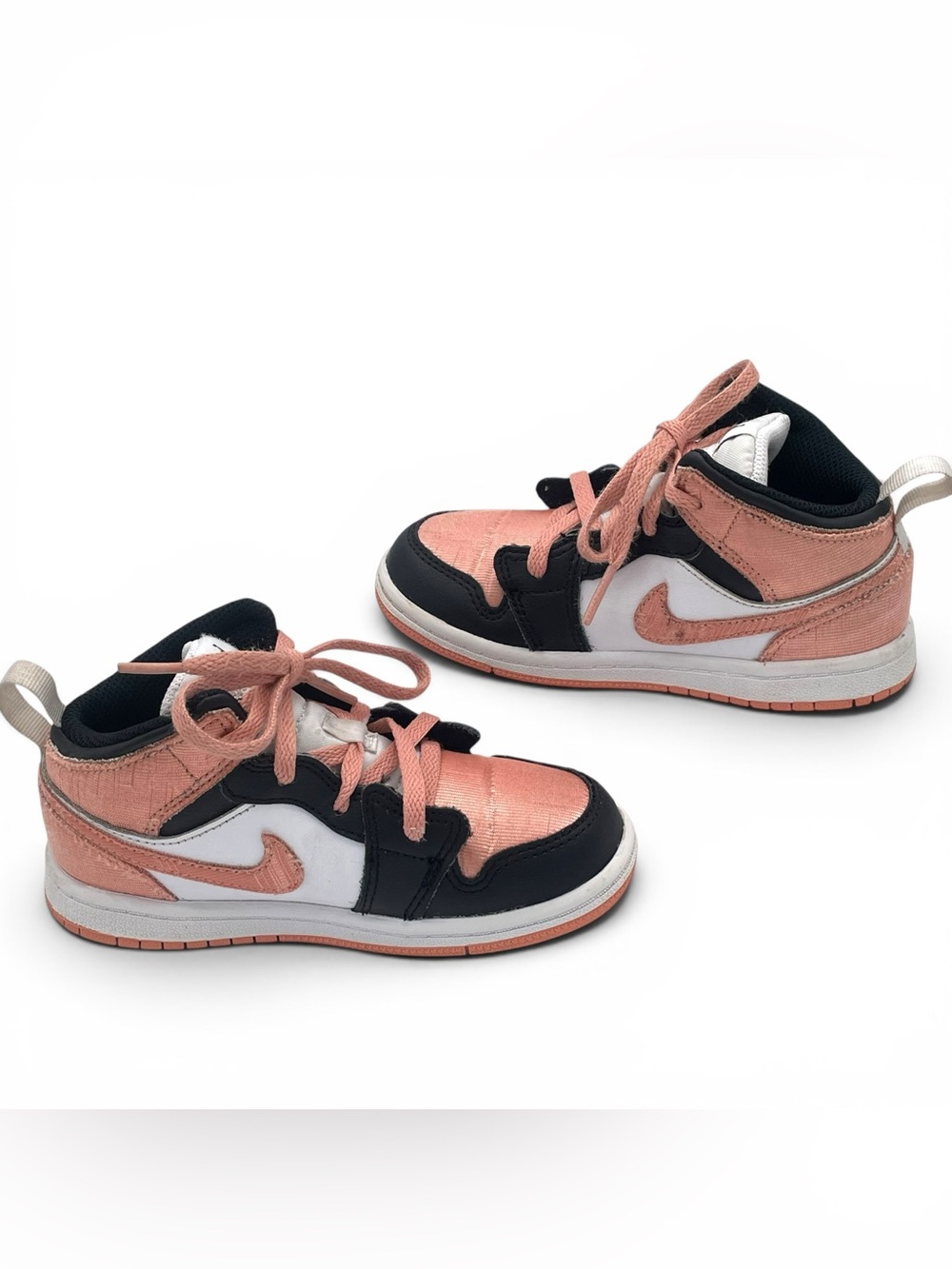Nike Air Jordan 1 Mid SE Craft Kids Toddler 10C Pink Black - Picture 2 of 10